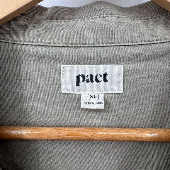 Pact Safari Romper Shortalls Womens XL Khaki Organic Cotton Elastic Waist - Picture 3 of 10